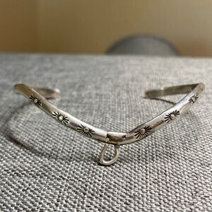 Vintage Sterling Silver Stamped Cuff Bracelet | Southwestern Sunburst | 5.7g